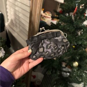 Coach Black and Gray Leopard Print Clutch